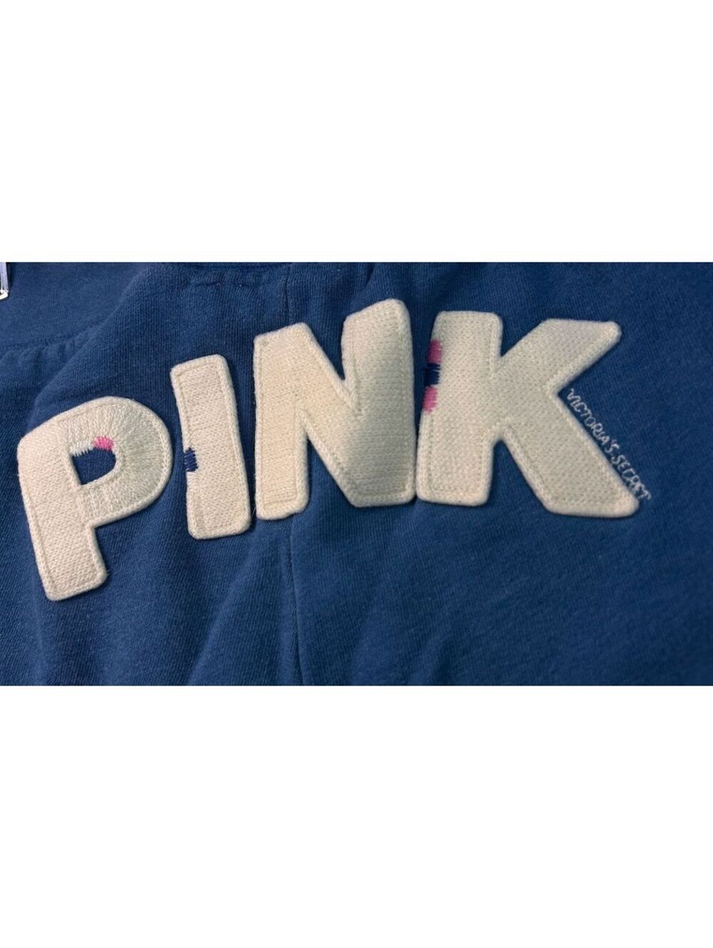 RARE Vtg Y2K VS PINK "86" Joggers Back Butt Varsity Spellout Heather Blue Medium